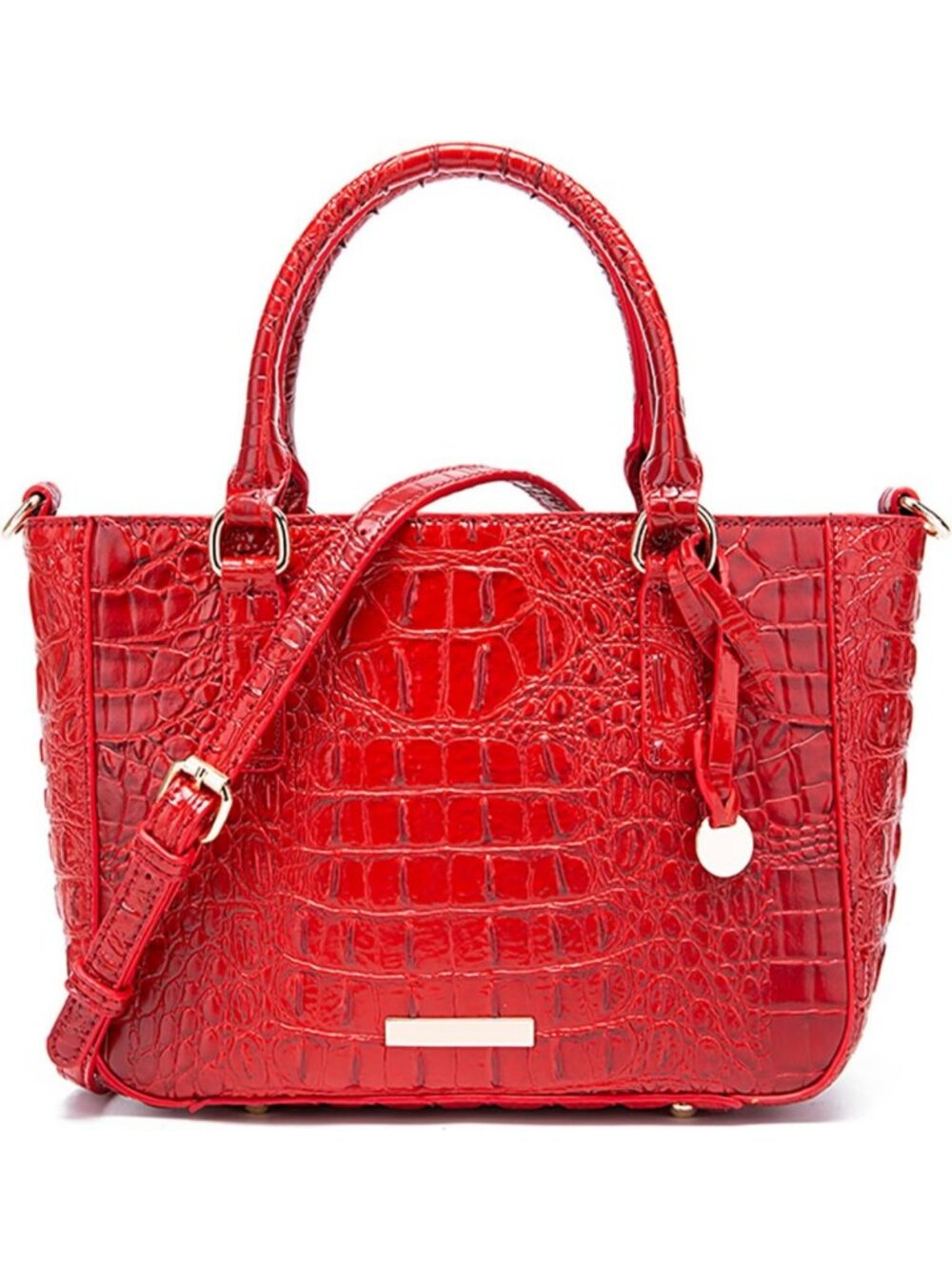 Elegant Crocodile Embossed Leather Tote Bag for Women - Zipper Satchel Purse